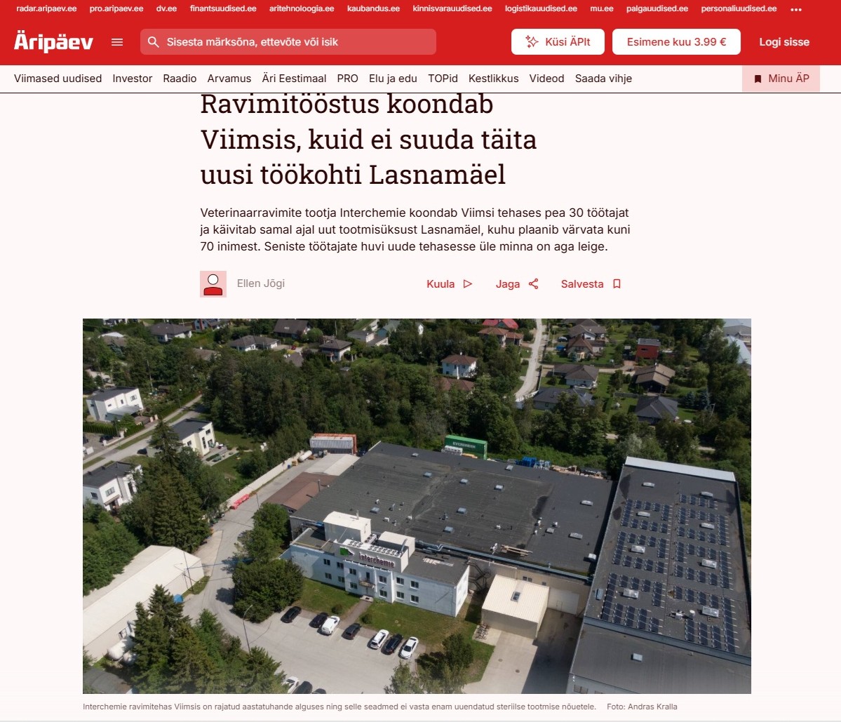 Ajakirjanik Ellen Jõgi on 15. jaanuari Äripäevas avaldanud loo „Ravimitööstus koondab Viimsis, kuid ei suuda täita uusi töökohti Lasnamäel”. Tsiteerime lugu lub